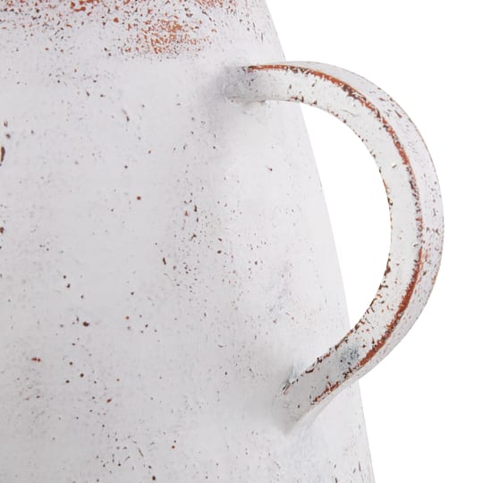 23.5" Distressed White Metal Vase